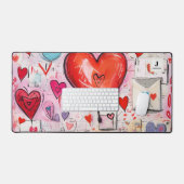 Schattigee kitten in een theekopje met harten Mono Bureaumat (Keyboard & Muis)