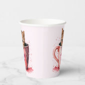 Schattigee kitten in een theekopje met harten papieren bekers (Rechts)