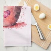 Schattigee kitten in een theekopje met harten theedoek (Quarter Fold)