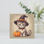 Schattigee  kitten in Halloween Heksenkostuum Kaart (Staand voorkant)