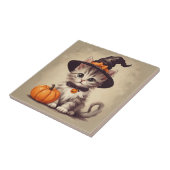 Schattigee  kitten in Halloween Heksenkostuum Tegeltje (Zijkant)