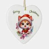 Schattigee kitten in kerstkostuum keramisch ornament (Rechts)