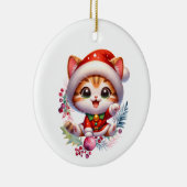 Schattigee kitten in kerstkostuum keramisch ornament (Rechts)