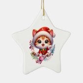 Schattigee kitten in kerstkostuum keramisch ornament (Rechts)