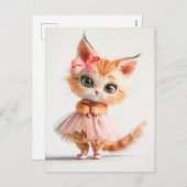 Schattigee kitten in lichte roze jurk feestdagenkaart (Voorkant / Achterkant)