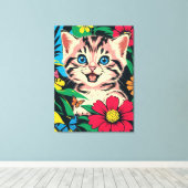 Schattigee Kitten in Pop Art schilderstijl Canvas  (Insitu (Houten vloer))