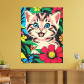 Schattigee Kitten in Pop Art schilderstijl Canvas  Afdruk (Insitu (Woonkamer))