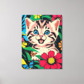 Schattigee Kitten in Pop Art schilderstijl Canvas  Afdruk (Voorkant)