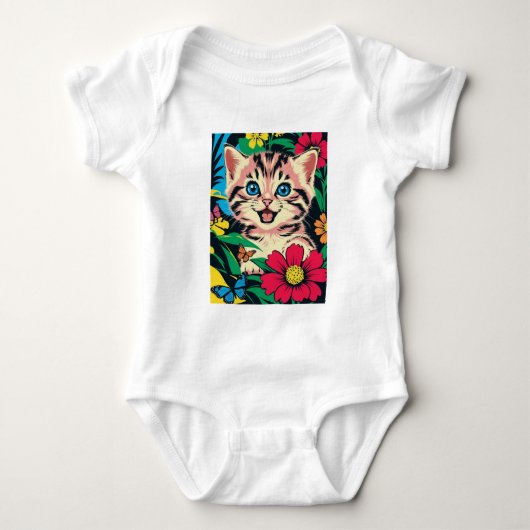Schattigee Kitten in Pop Art schilderstijl Romper (Voorkant)