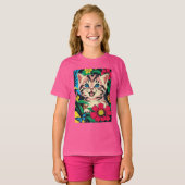 Schattigee Kitten in Pop Art schilderstijl T-shirt (Voorkant volledig)