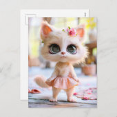 Schattigee kitten in roze jurk feestdagenkaart (Voorkant / Achterkant)
