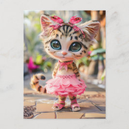 Schattigee kitten in roze rok feestdagenkaart