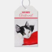 Schattigee Kitten in Santa Hat Cadeaulabel (Voorkant)