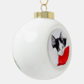 Schattigee Kitten in Santa Hat Keramische Bal Ornament (Links)