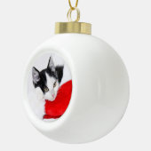 Schattigee Kitten in Santa Hat Keramische Bal Ornament (Rechts)