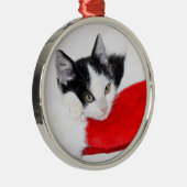 Schattigee Kitten in Santa Hat Metalen Ornament (Rechts)