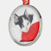 Schattigee Kitten in Santa Hat Metalen Ornament (Links)