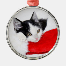 Schattigee Kitten in Santa Hat Metalen Ornament