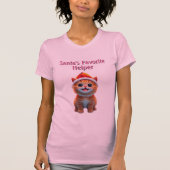 Schattigee Kitten in Santa Hat Roze T-shirt (Voorkant)