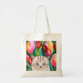 Schattigee kitten in tulpentuin Schattige kattenku Tote Bag (Voorkant)