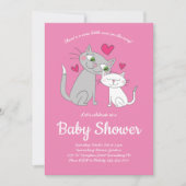 Schattigee Kitten Kat Baby shower Mama en Baby Kaart (Voorkant)