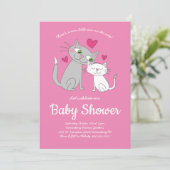 Schattigee Kitten Kat Baby shower Mama en Baby Kaart (Staand voorkant)