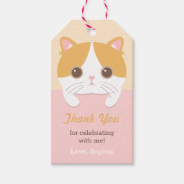 Schattigee kitten kat dank u verjaardagsfeestje ca cadeaulabel