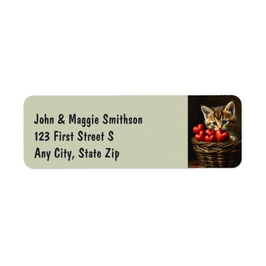 Schattigee Kitten Kat Dierenmand van Harten Etiket (Voorkant)