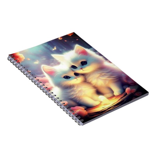 Schattigee kitten kat & licht met vlinders spranke notitieboek (Rechterzijde)