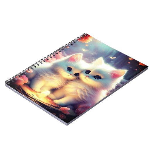 Schattigee kitten kat & licht met vlinders spranke notitieboek (Linkerzijde)