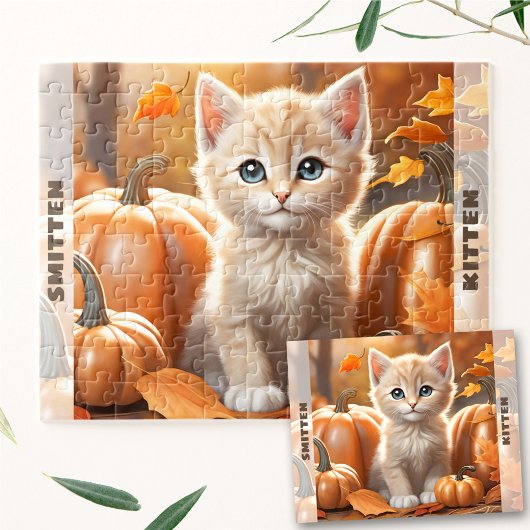 Schattigee Kitten Kat Pompoen Herfst Herfst Aangep Legpuzzel
