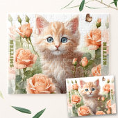 Schattigee Kitten Kat Roos Bloemen Zomer Custom Na Legpuzzel