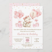 Schattigee kitten kat roze ballonnen 1e 2e 3e verj