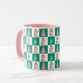 Schattigee kitten kat Santa Merry Kerstboom feest Mok (Voorkant links)