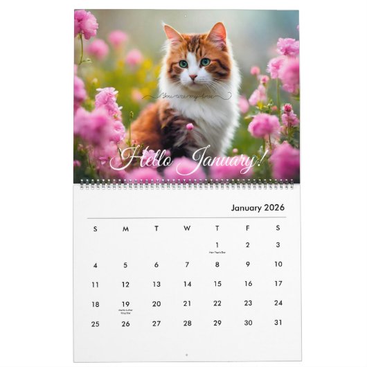 Schattigee Kitten Kattenbloem Dagelijks Maandelijk Kalender (Jan 2026)