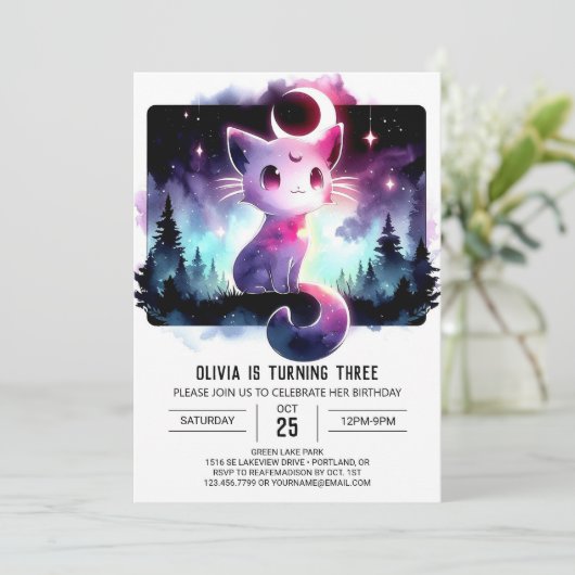 Schattigee kitten kattenverjaardag kaart (Staand voorkant)