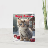 Schattigee Kitten Kerst Kaart (Voorkant)
