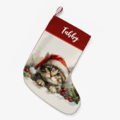 Schattigee Kitten Kerst Kous Custom Cat Kleine Kerstsok (Voorkant (Hangend))