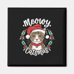 Schattigee Kitten Kerstman Hat Meowy Catmas Mannen Magneet