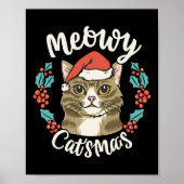Schattigee Kitten Kerstman Hat Meowy Catmas Mannen Poster (Voorkant)