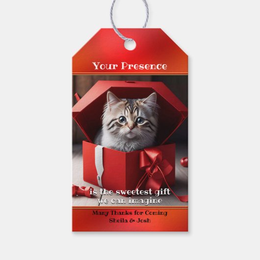 Schattigee kitten lief dank u cadeaulabel (Voorkant)
