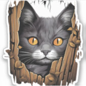 Schattigee kitten looks van gescheurde stof - Cats Sticker (Voorkant)