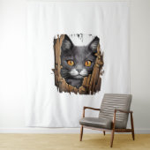 Schattigee kitten looks van gescheurde stof - Cats Wandkleed (In situ)