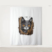 Schattigee kitten looks van gescheurde stof - Cats Wandkleed (Voorkant)