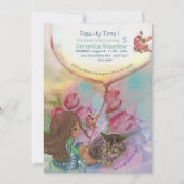 Schattigee kitten meisje tulpen Verjaardag Kaart (Voorkant)