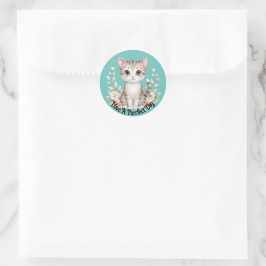 Schattigee kitten met bloemen Sticker (Tas)