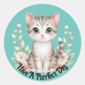 Schattigee kitten met bloemen Sticker (Voorkant)