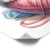 Schattigee kitten met bol garen grillige kat poster (Hoek)