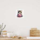Schattigee kitten met bol garen grillige kat poster (Keuken)