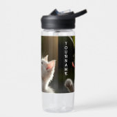 Schattigee Kitten met Dewdrop Gepersonaliseerde Na Waterfles (Links)